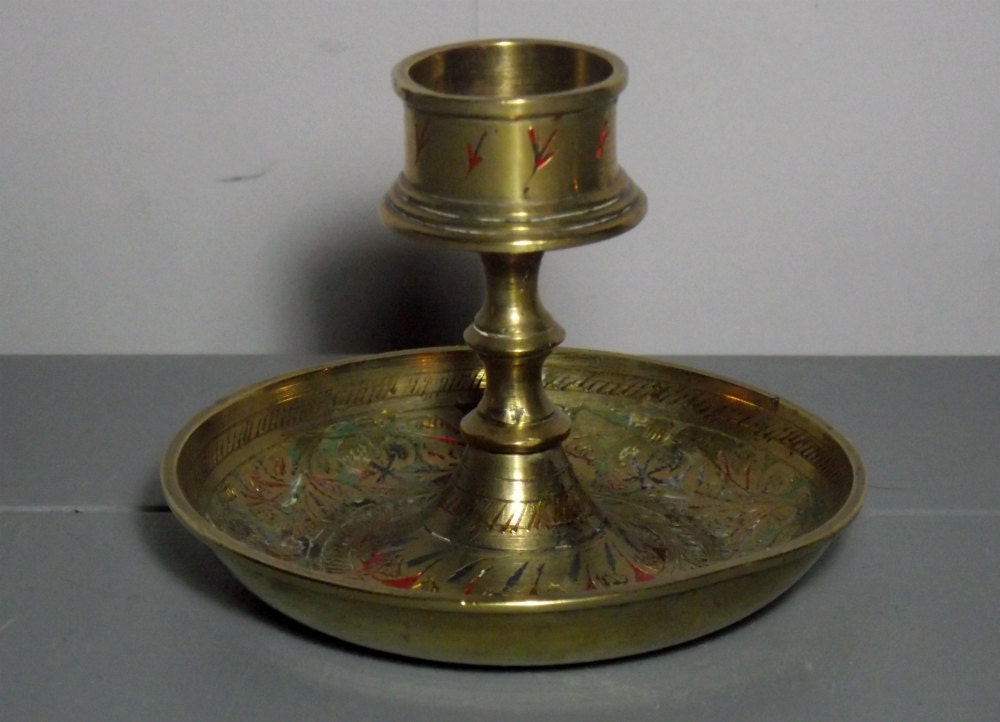 Etched Brass Candle Holder/Indian Brass Candle Holder/Round