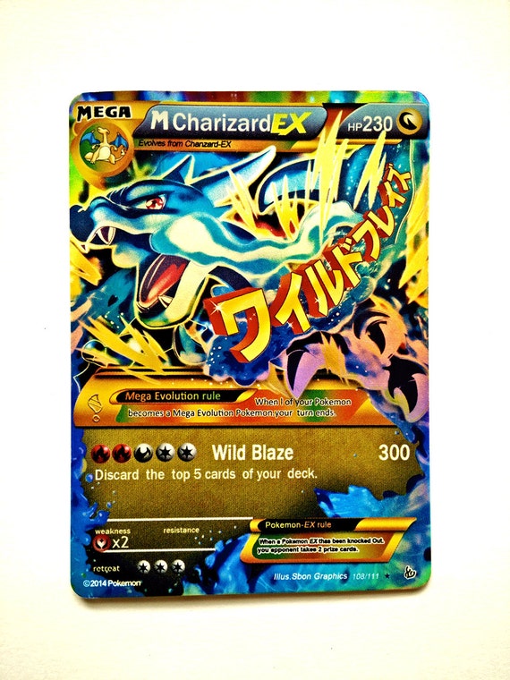 Handmade Pokemon Card Charizard Mega EX with Plastic by MegaExCard