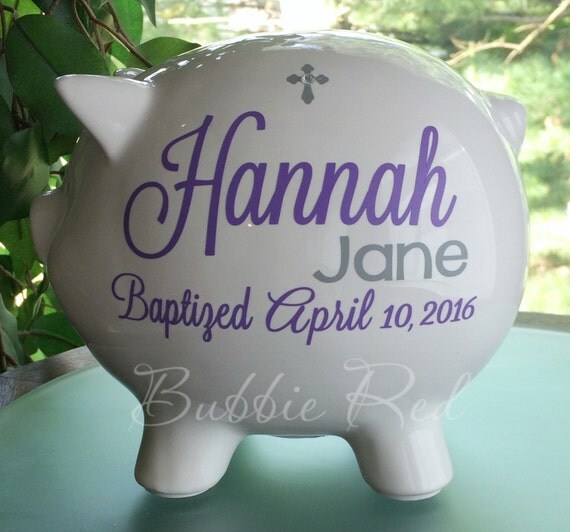 Baptism T For Girl Christening T Personalized Piggy