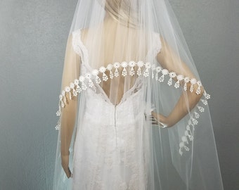 Ivory Bow Veil Waltz Length By FirstLookVeils On Etsy