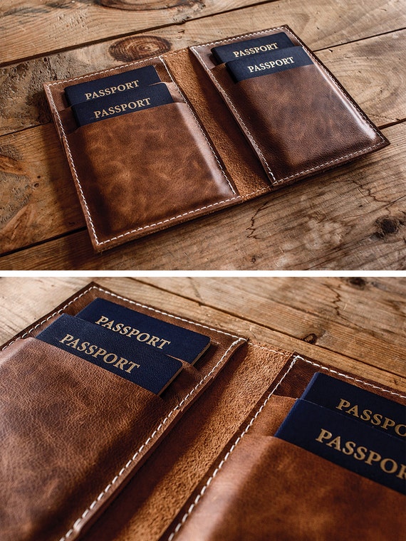 Family passport holder leather