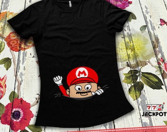 Peeking Baby Shirt Maternity Halloween Costume Gifts For Expecting Mothers Maternity Reveal Shirt Boy Maternity T-Shirt Ladies MD-516