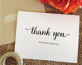 Set of 5 personalized thank you cards sets wedding, thank you cards baby shower, bachelorette party