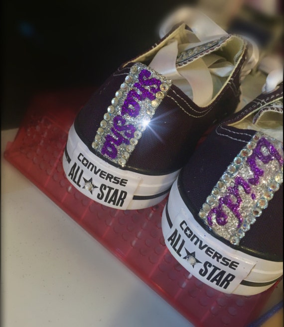 Womens purple plum eggplant high top Swarovski by CrystalCleatss