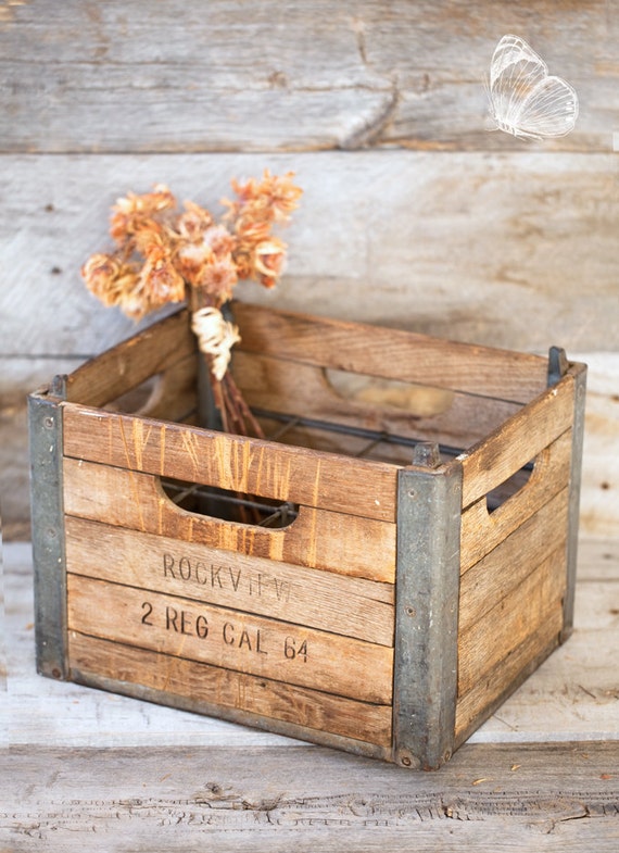 Vintage Wooden Milk Carrier 12 Bottles Milk Crate Country