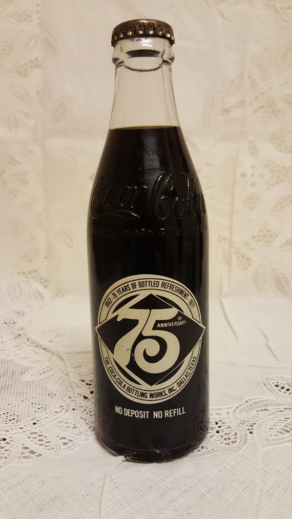 Vintage Coca Cola 75th Anniversary Bottle Full by PlethoraOfJunk