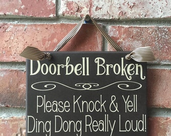 Sign broken doorbell | Etsy