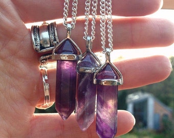 Amethyst necklace, amethyst pendant, amethyst crystal necklace, amethyst choker, healing crystals and stones by Serenity Project.