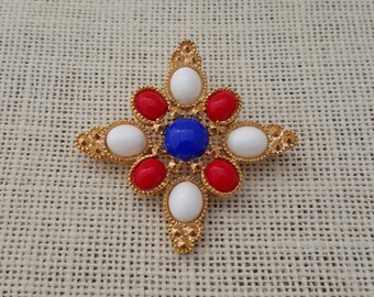Sarah Coventry Americana Red White And Blue Brooch