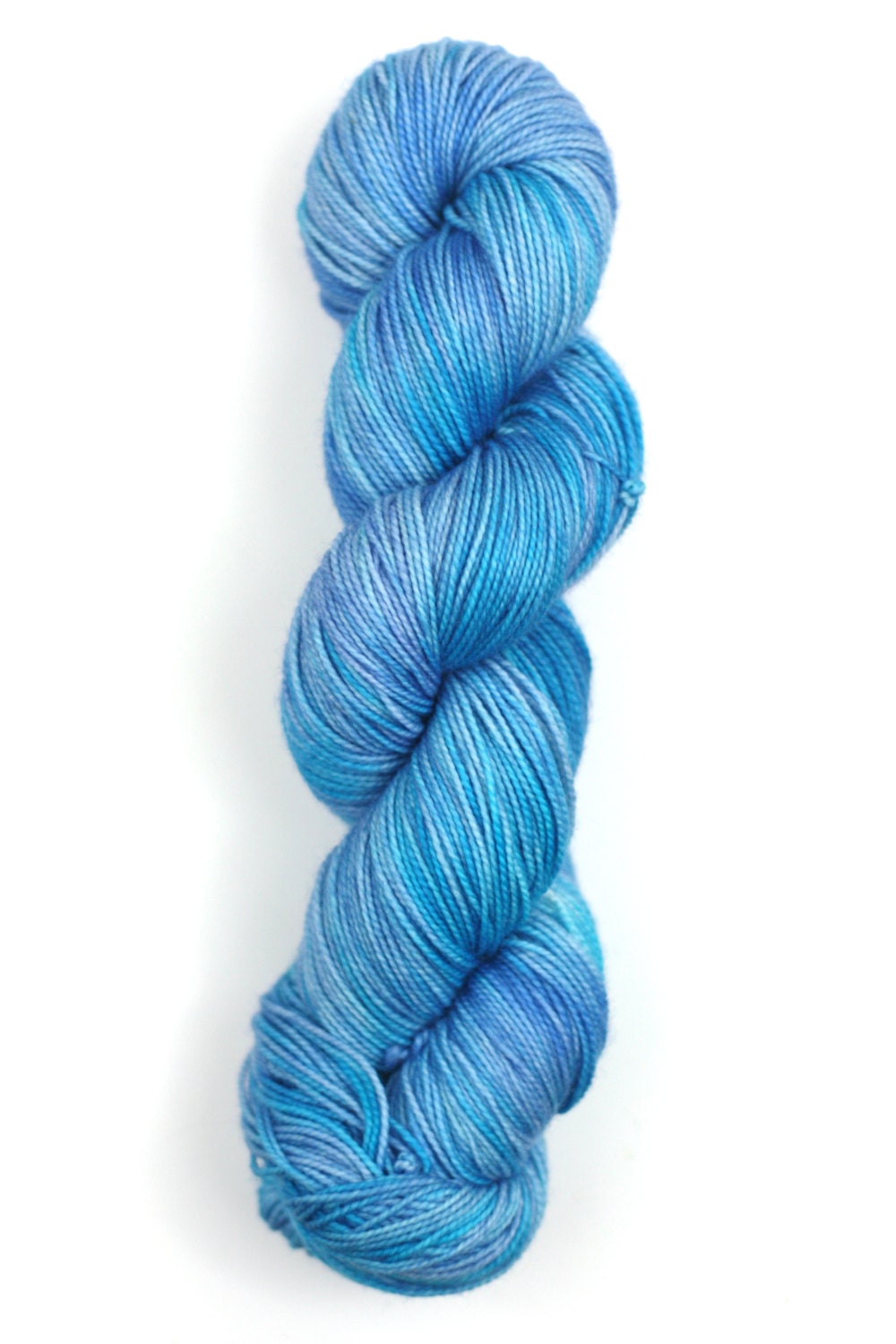 Hand Dyed Yarn.Blue. Aqua.Teal.80 Merino/20 Nylon. Sock