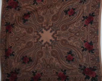 Shawl GERARD DAREL design cachemire and roses vintage 80
