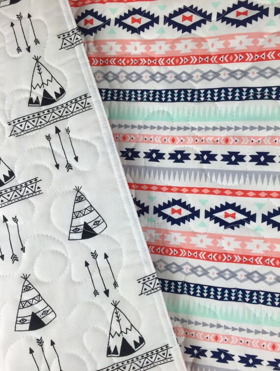 Tribal Baby Quilt Aztec tribal baby bedding by BabyQuiltsbyRomiW