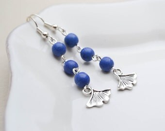 Charms ginko leaf earrings - Jasper