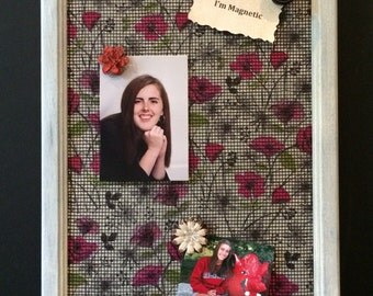 Decorative Magnetic Board/White Distressed Magnetic Frame/Magnetic Board/Magnetic Office Organizer/Memo Magnetic Board