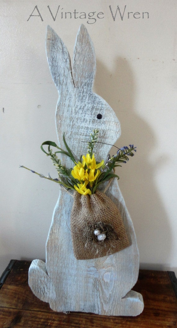 wood nesting easter bunnies