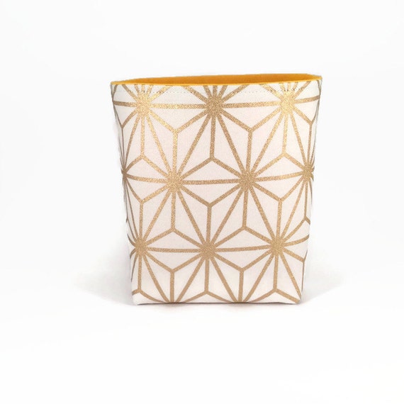 Storage basket Gold Storage bin Fabric basket by NoLongerBlue