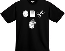 T-Shirt Uomo "Rock Paper Scissors I Win" – Gildan 100% Cotone, Taglia L, Divertente