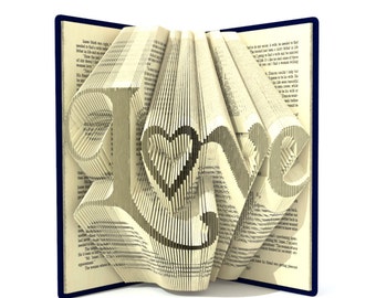 Book folding patterns - LOVE - 278 folds, + Tutorial folded art Valentine's Day DIY gift - Heart - WO0103
