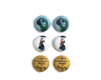 Mary Poppins Earrings Mary Poppins Umbrella Earrings Mary Poppins Earrings Practically Perfect Earrings Fabric Earrings