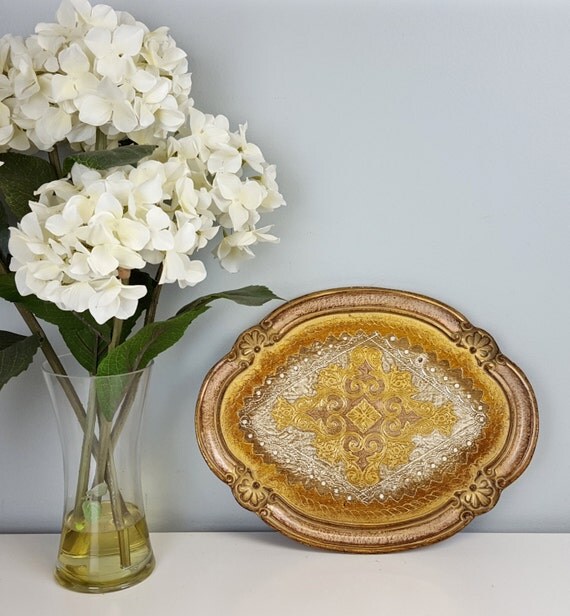 Vintage Gold Florentine Tray Italian Gold Decorative Tray