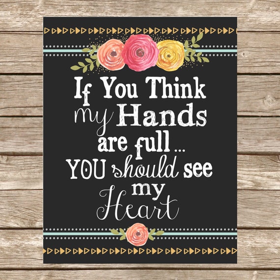 Items similar to Shabby Chic "Heart Full" Wall Art Print Various Sizes