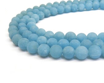 Blue Jade, Matte Beads, 8mm Beads, Jade Beads, Frosted Beads, Light Blue Beads, Matte Jade, Sky Blue Beads, 10mm Beads, Jade Gemstone, 16 in