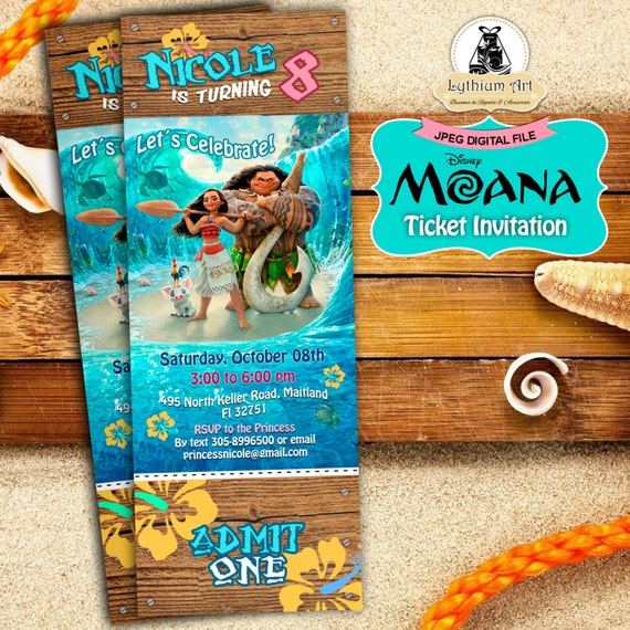 Moana Ticket Invitation Moana Birthday Party Disney Moana