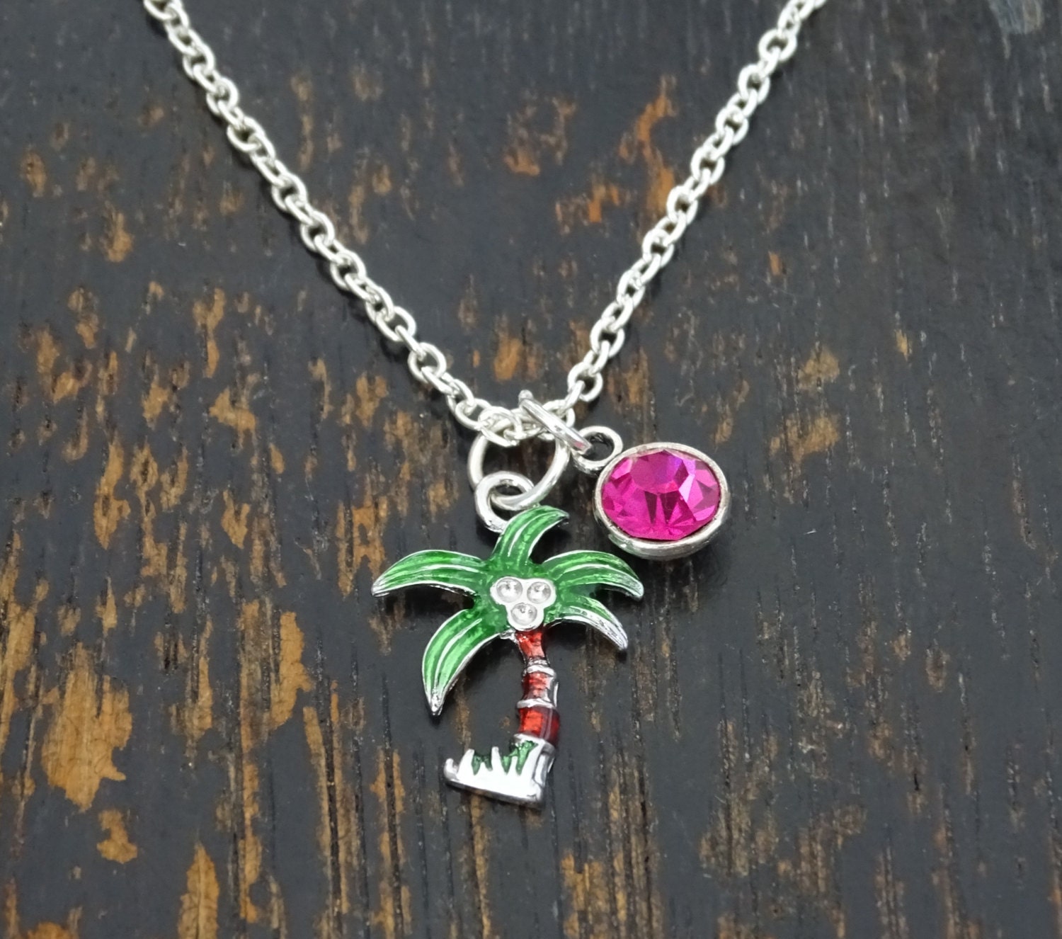 Coconut Palm Tree Necklace Coconut Palm Tree Charm by TrueGlows