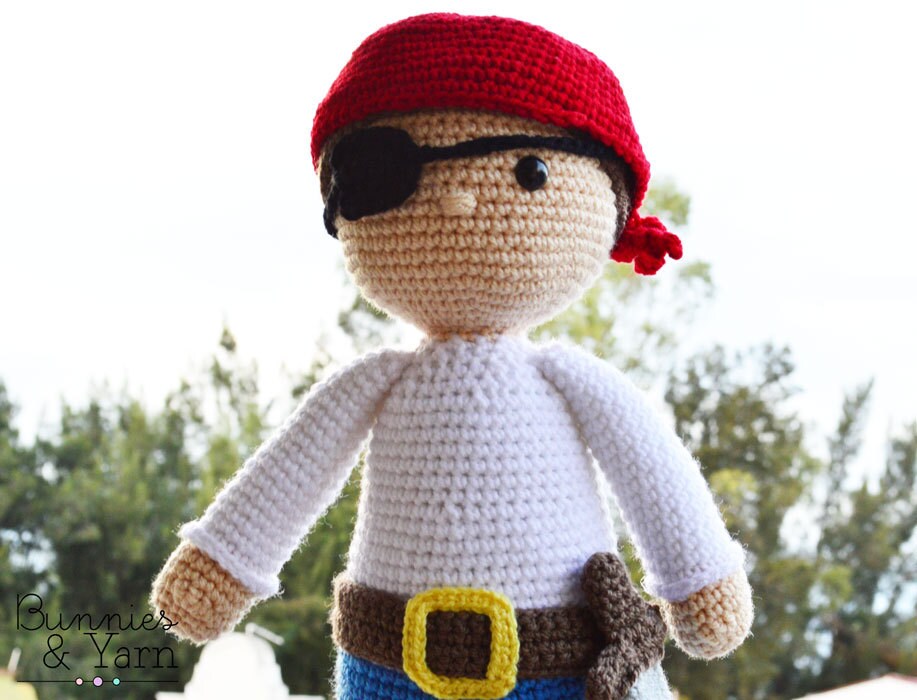 CROCHET PATTERN - 18 in. tall - Ben the Friendly Pirate - Amigurumi Toy ...