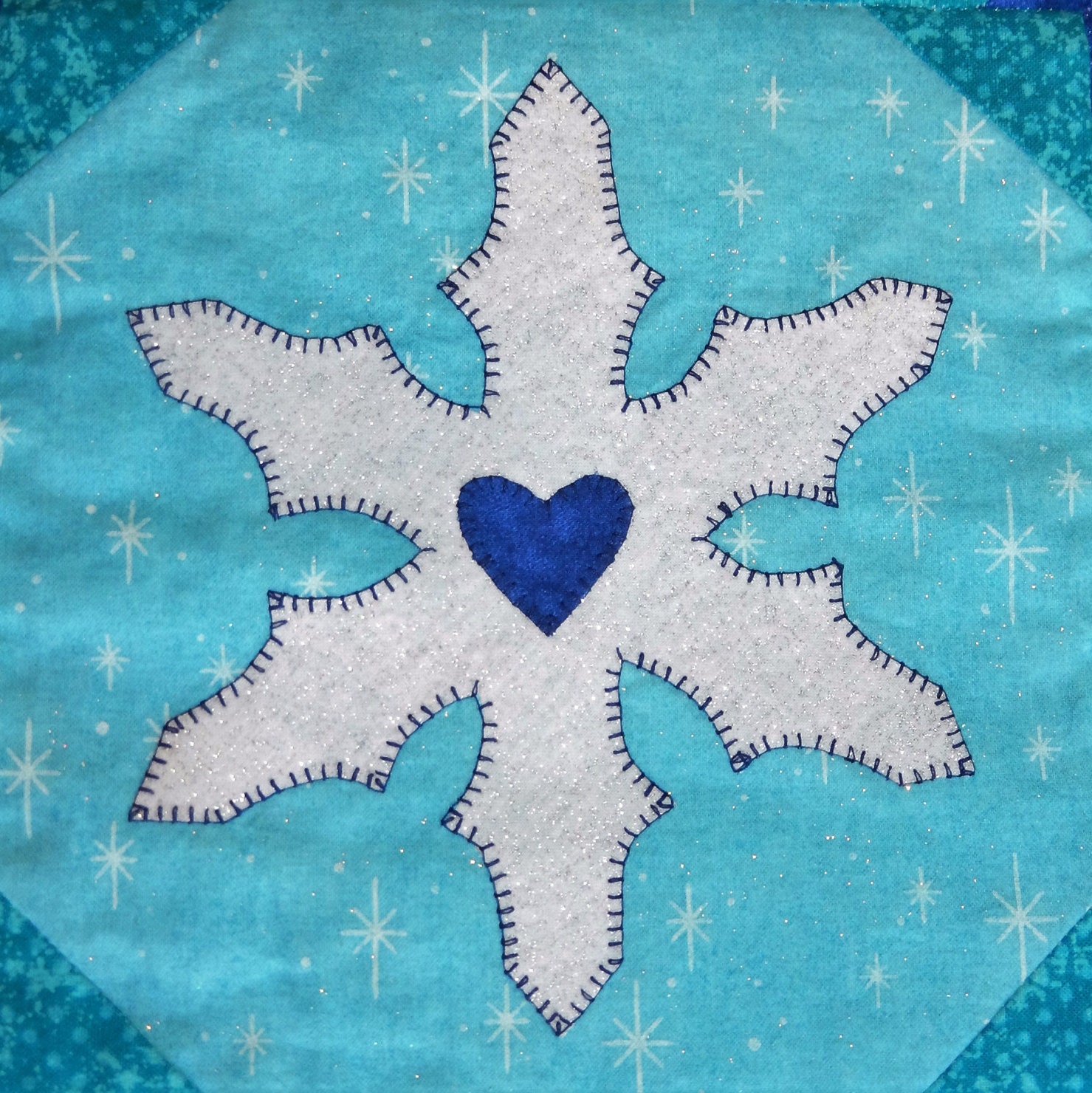 Snowflake applique PDF quilt block Christmas quilt block