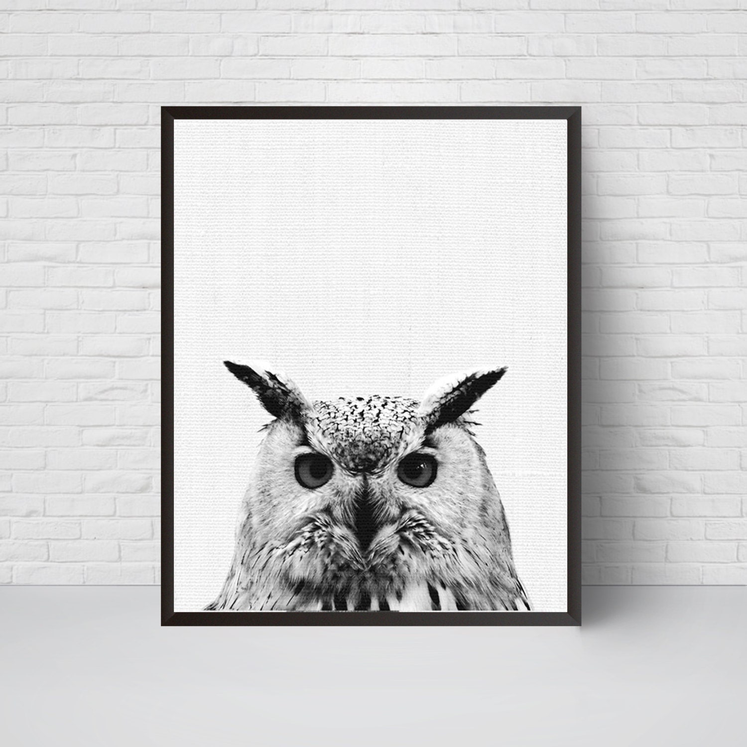 Owl Wall Art Printable Animal Gray Print Modern decor Owl