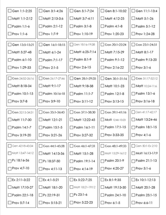 printable plan to read the bible in a year