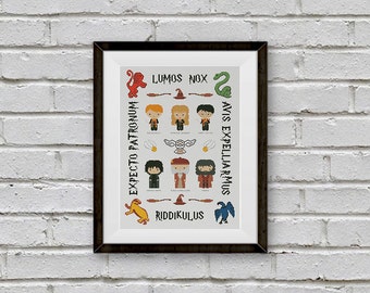 BOGO FREE! Harry Potter Cross Stitch Pattern, Mini Pixel People, Counted Cross Stitch Sampler, Chart, Movie, PDF Instant Download #015-5-4