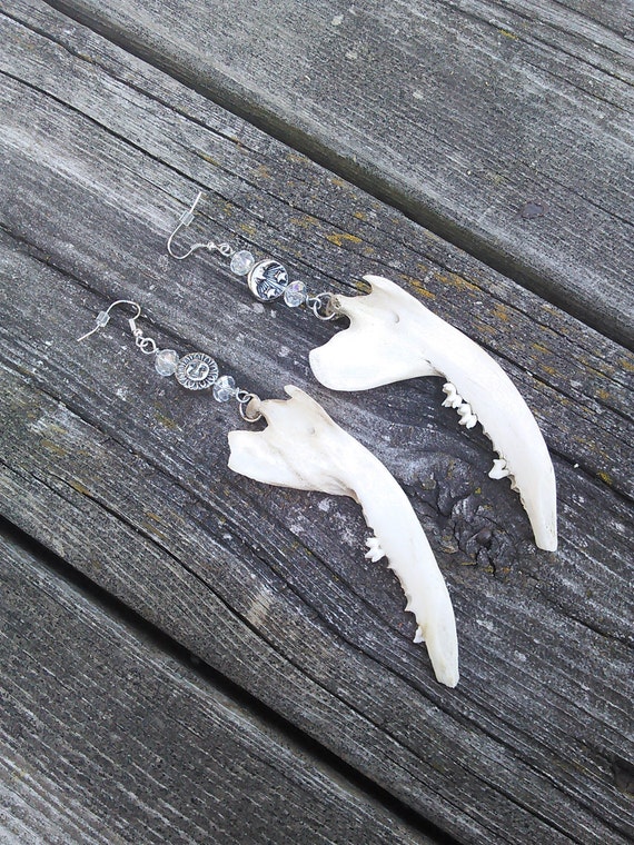 Opossum Jawbone EarringsReal Animal Bone Jewelry Shaman