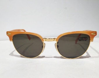 Vintage 1980s Lozza New Old Stock Cat Eye Sunglasses, Light Amber Large 52/20 Cateye Sunglasses, Wayfarer Style Sunglasses, NOS, Rockabilly