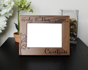 Personalized Picture Frame, Walnut Picture Frame, Personalized Photo Frame, Custom Photo Frame, Wedding Gifts, Custom Frame --pf-wal-andypam