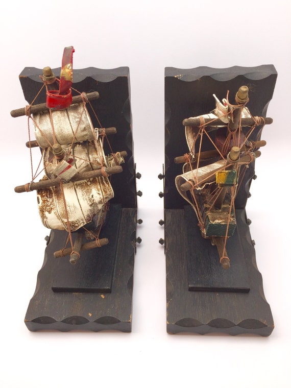 Sailing Ship Bookends Pirate Ship Bookends Nautical Decor