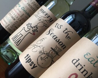Christmas Wine Label holiday wine christmas label holiday christmas wine holiday wine holiday gift christmas kraft wine label personalized