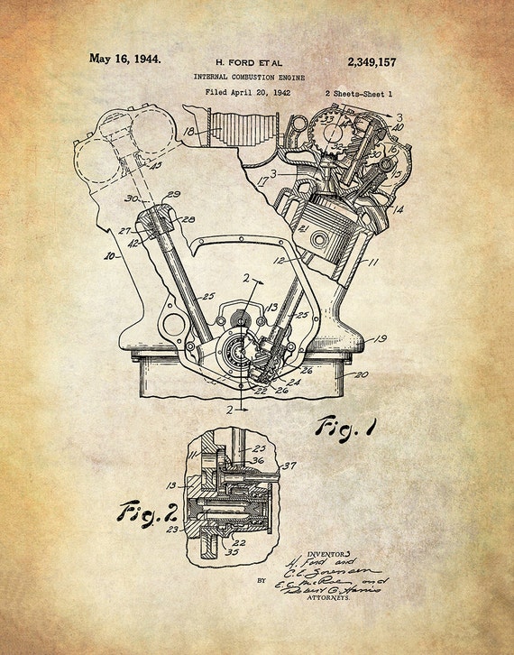 Ford Internal Combustion Engine Patent Art Print