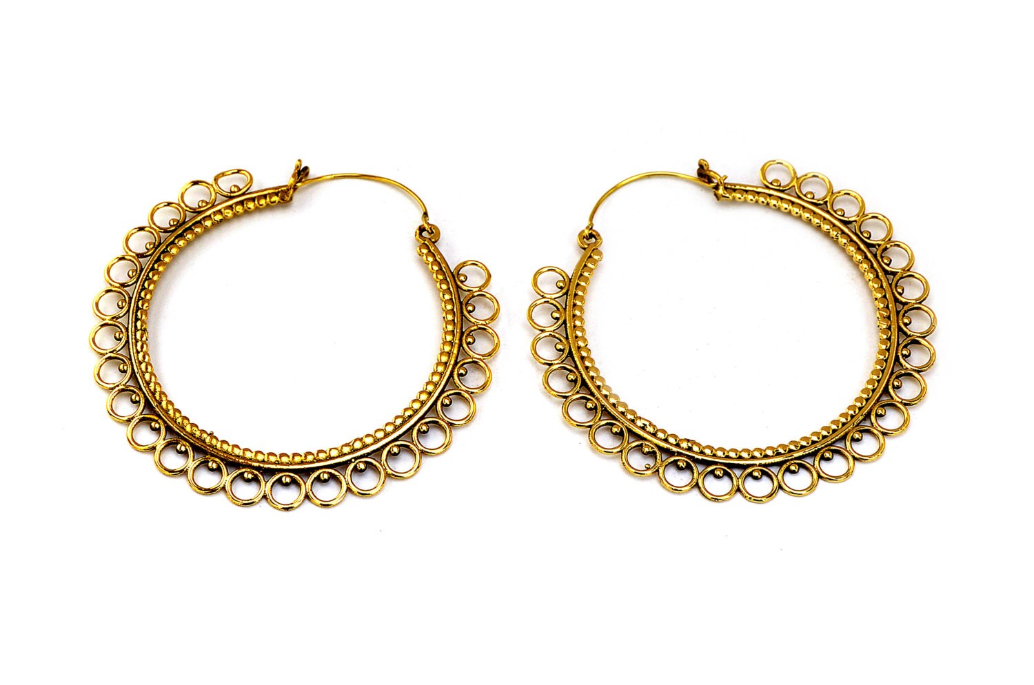 Brass Hoop Earrings Large Hoop Earrings Gypsy Earrings