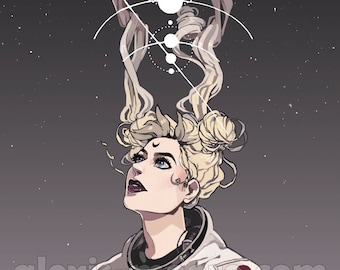 Sailor Moon Gold Foil Astronaut Poster Print