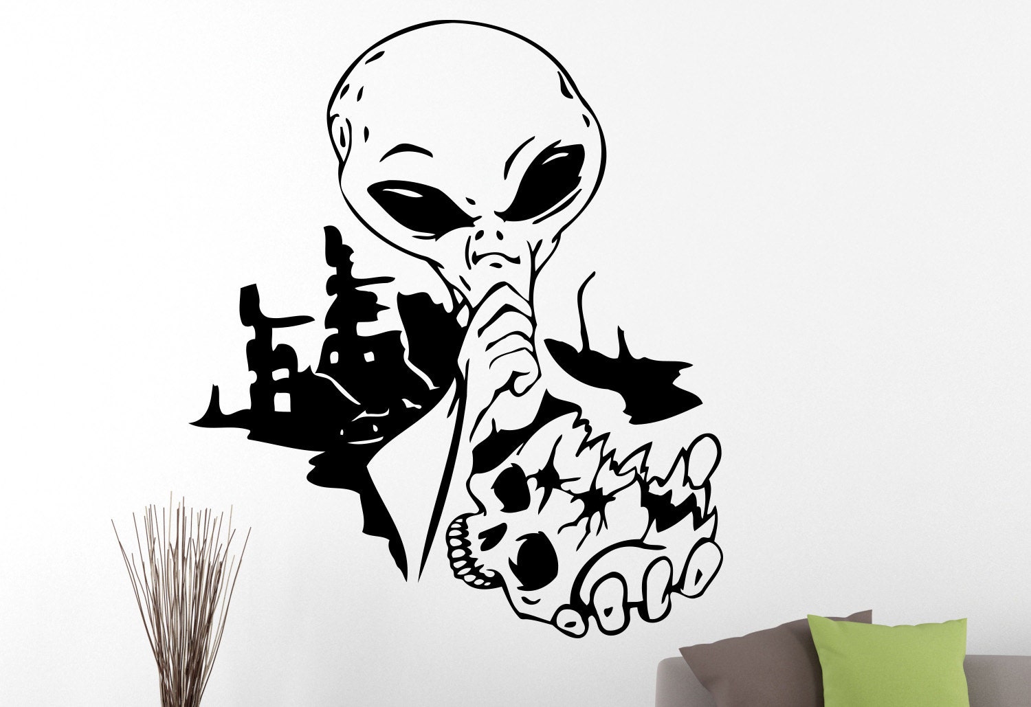 Alien Wall Sticker Vinyl Decal UFO Vinyl Art Home Interior