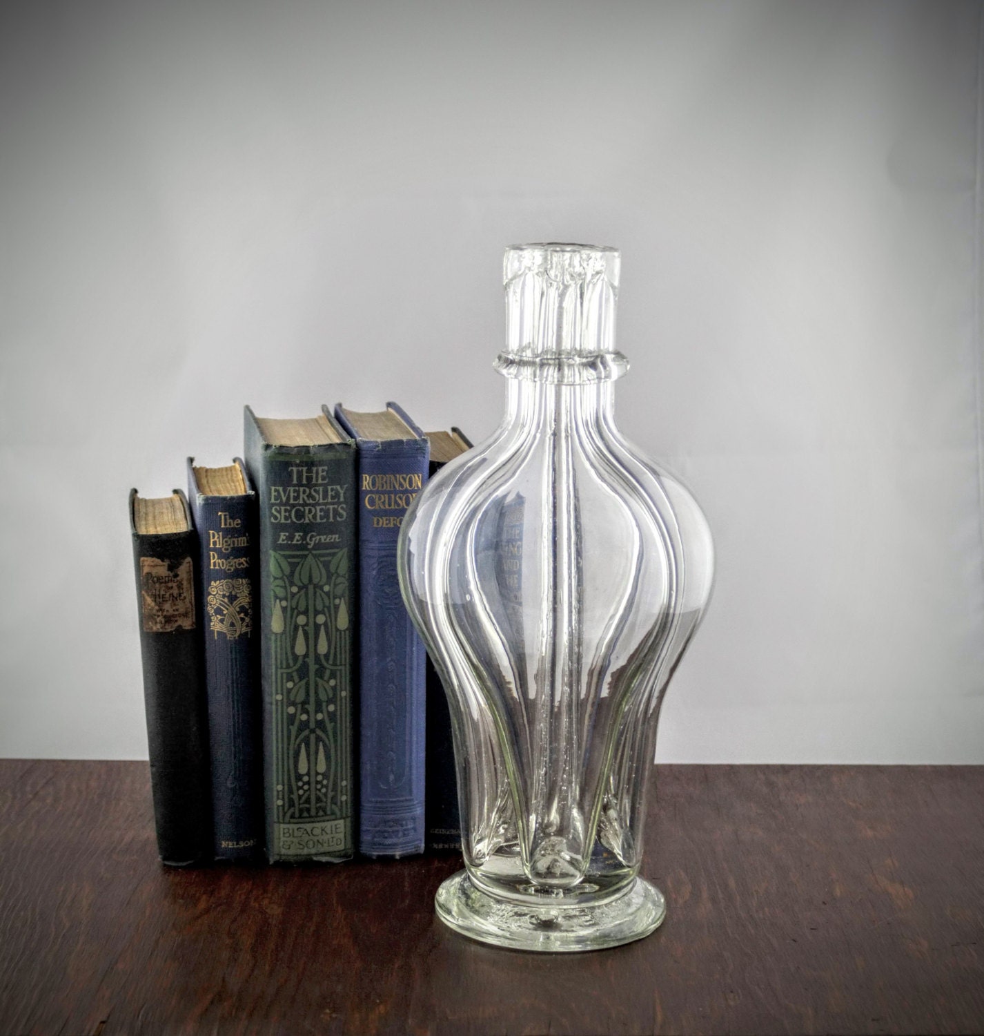 Vintage Chambered Glass Decanter Antique Liquor Bottle