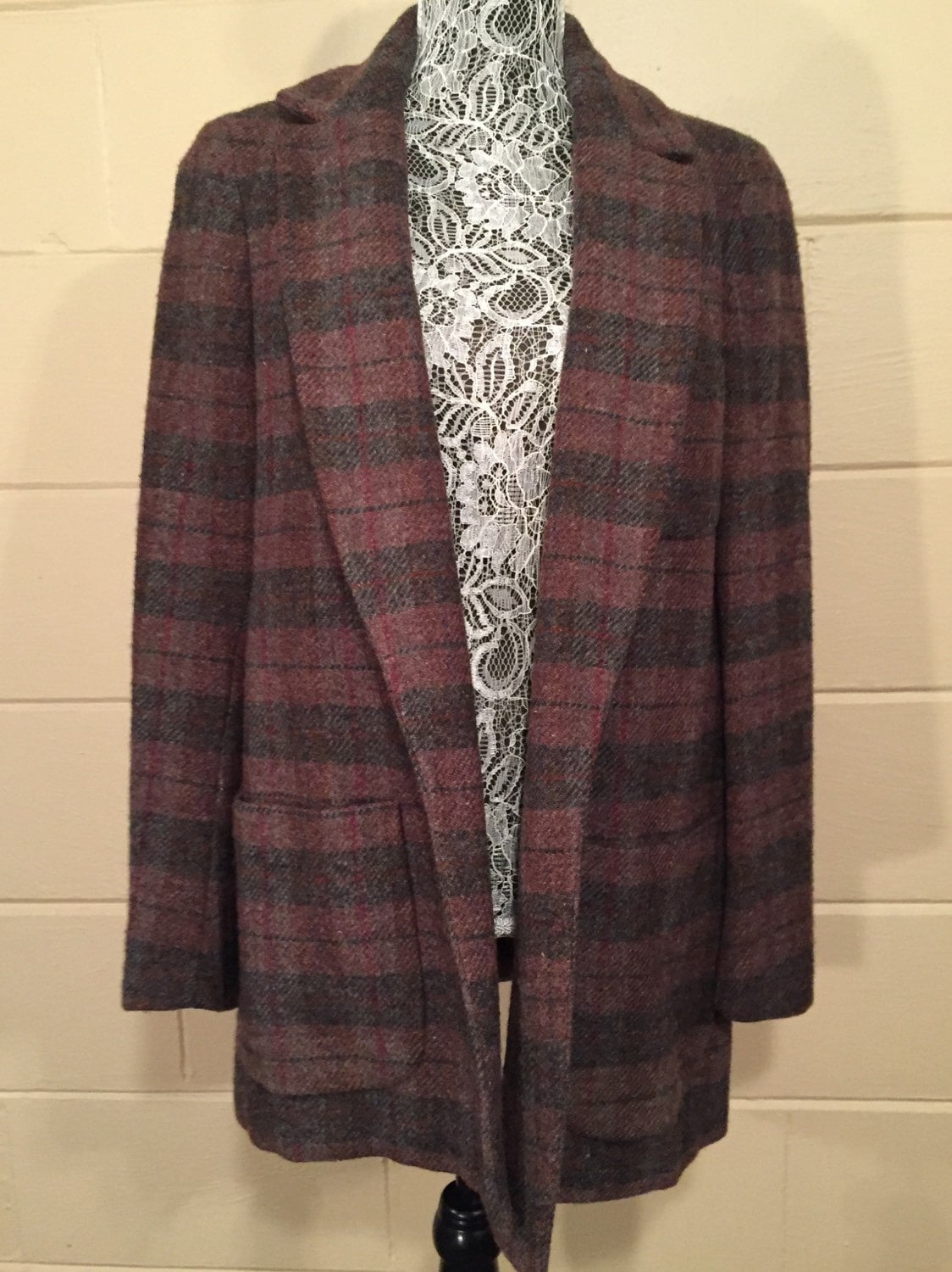 Vintage Plaid Blazer Sport Coat Sports Jacket Southwick Wool