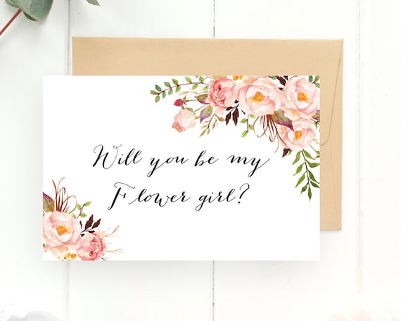 Will you be my flower girl floral card ask proposal