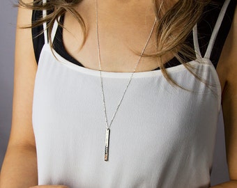 Bar Necklace | Vertical bar necklace, Long necklace, Silver bar necklace, Sterling silver necklace, Minimalist jewelry • NBV50x4