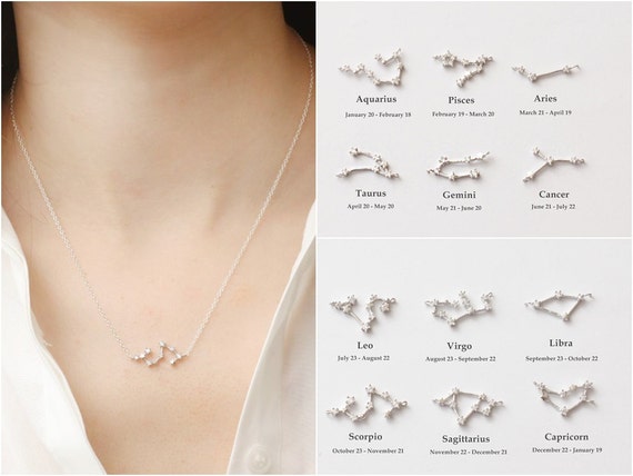 zodiac constellation necklace silver
