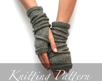 Knitting Pattern - Wrap Gauntlets - Fingerless Gloves Pattern - Knit Gloves - Apocalypse Knitting - Open Mittens - Arm Warmers Pattern