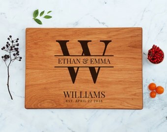 Unique Bridal Gift Monogram Couple Wood Cutting Board Personalized Wedding Present Engraved Custom Last Name Family Established Father Gifts