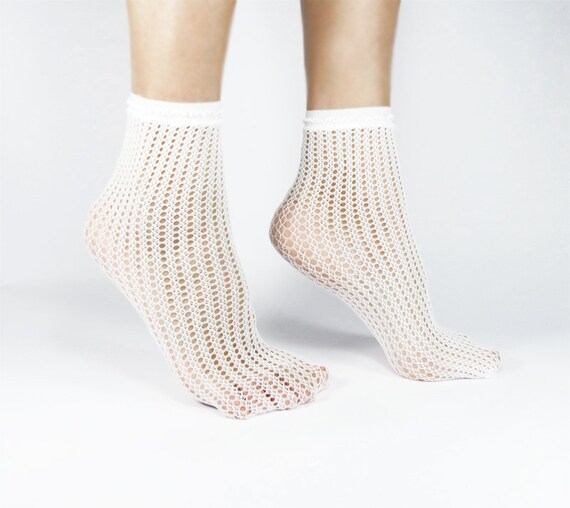 shein over the knee lace fishnet socks white